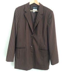 Sag harbor women’s wool blazer brown stripes B10
